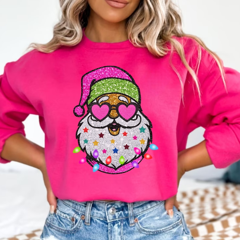 Santa with Sunglasses Trendy Sweatshirt