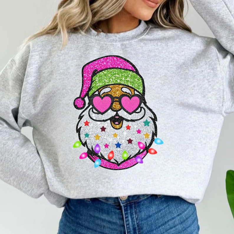 Santa with Sunglasses Trendy Sweatshirt