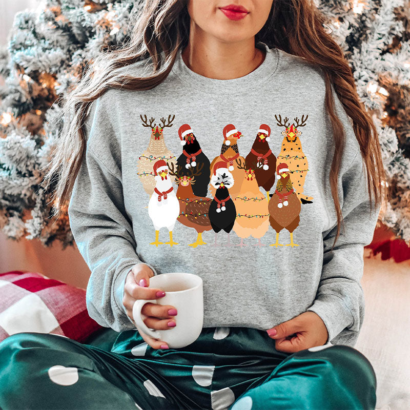 Cute Christmas Chickens Sweatshirt