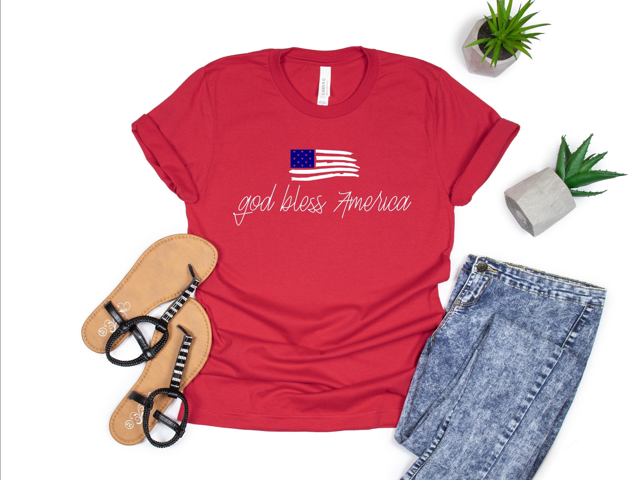 Independence Day God Bless America Casual T-shirt