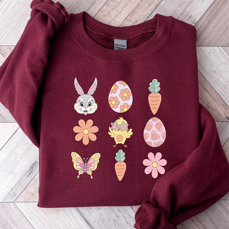 Happy Easter Elements Print Casual Sweatshirt