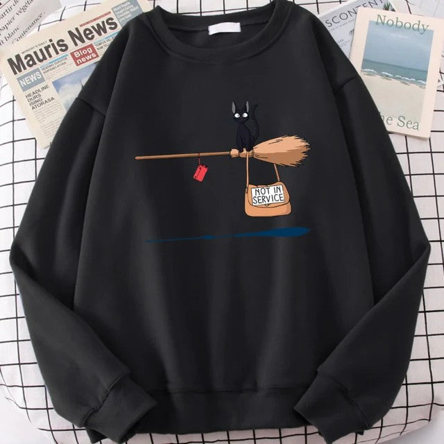 Cute black cat GiGi print sweatshirt
