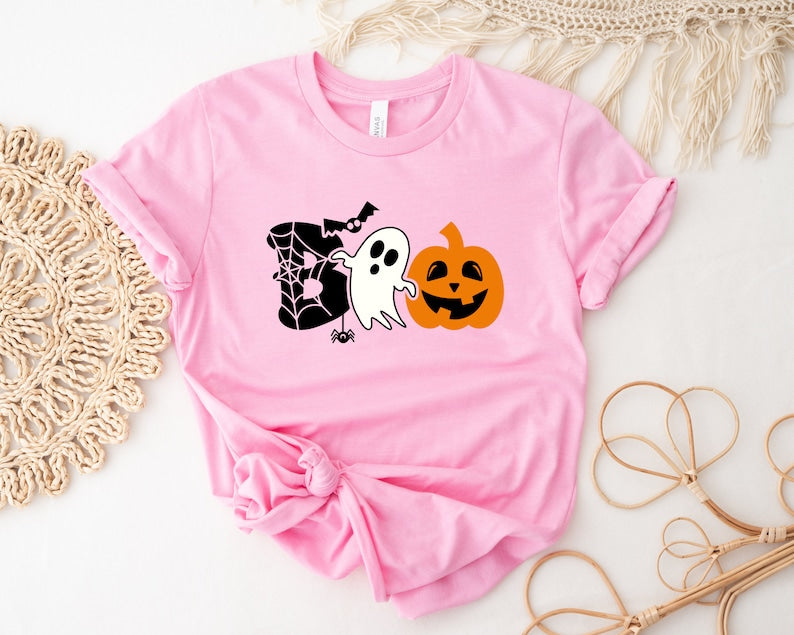 Halloween Pumpkin And Ghost Print T-shirt