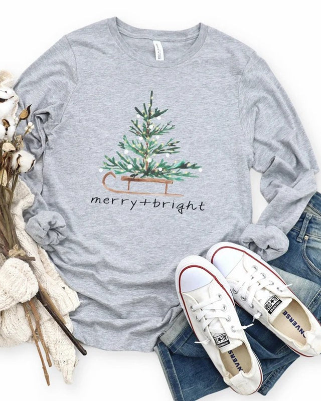Christmas Shirts for Women Merry and Bright Shirt
